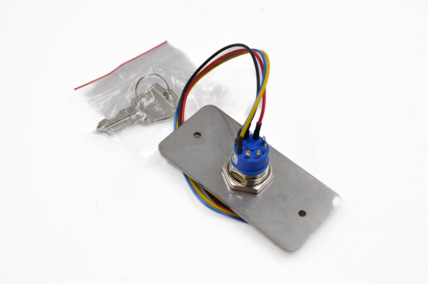 Back view of a 3-Position Key Switch with 2 keys and pre drilled holes