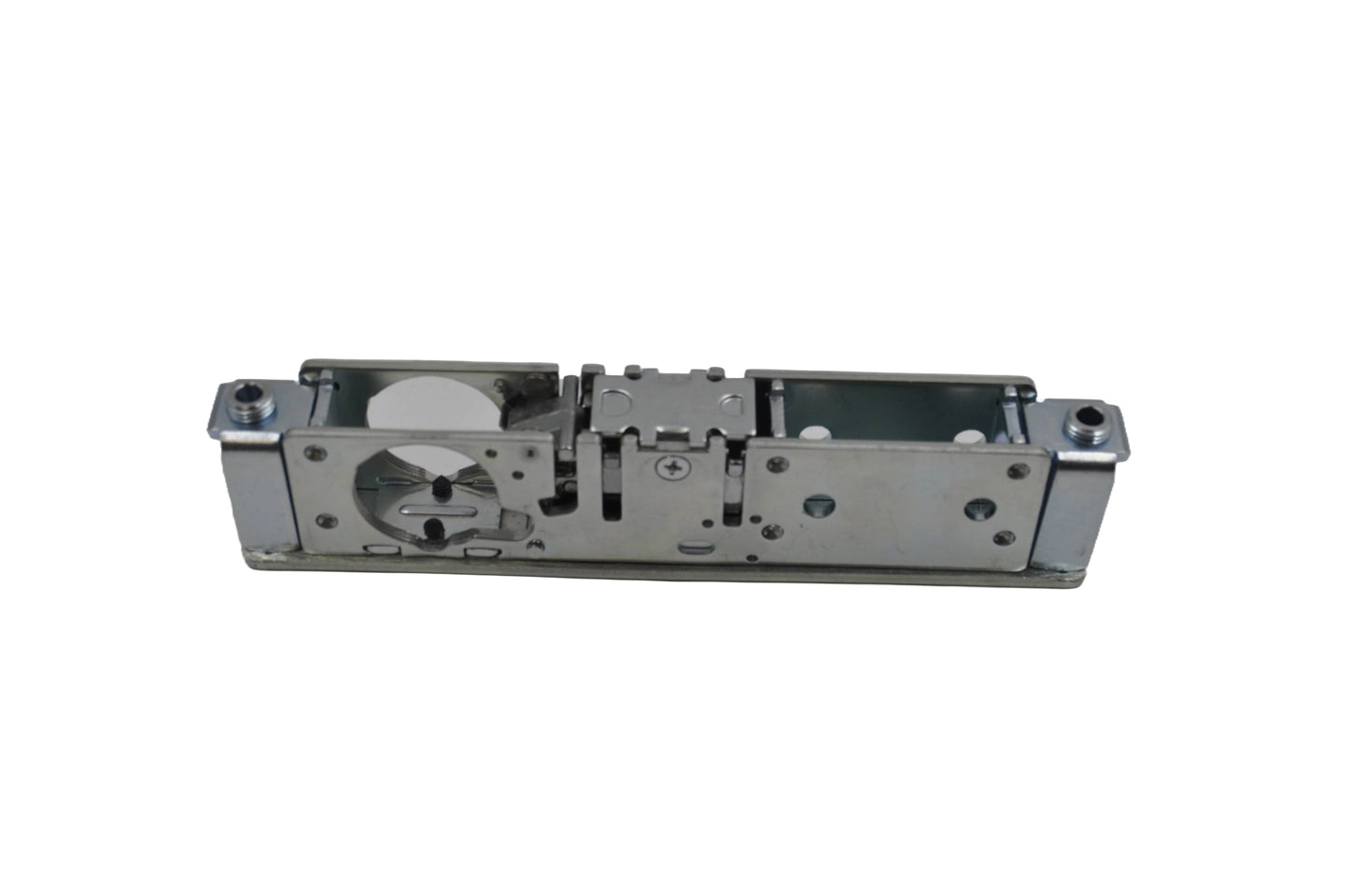 Rear view of a Adams Rite 4720 Euro Dead Latch Case for aluminium doors, on white background.