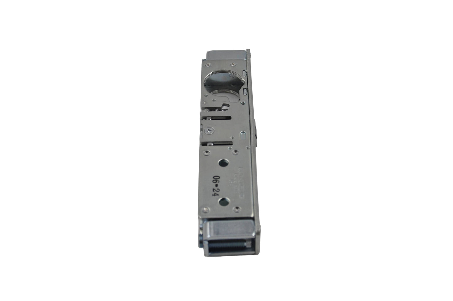 Top view of a Adams Rite 4720 Euro Dead Latch Case for aluminium doors, on a white background.