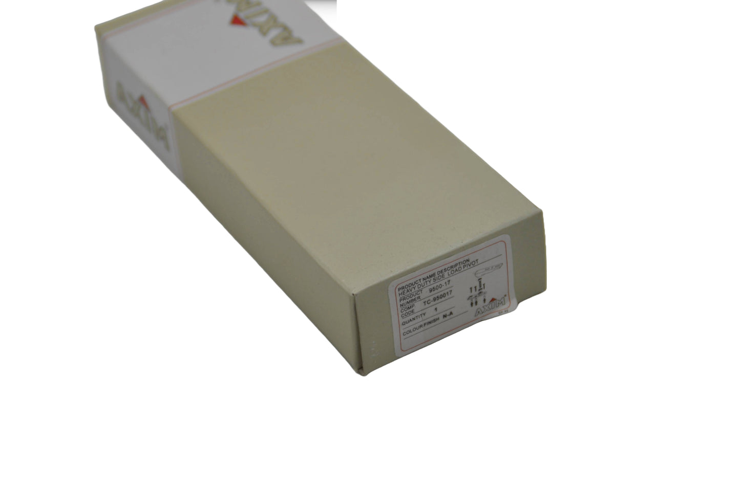 Top view of a beige rectangular box with Axim printed on it, on a white background.