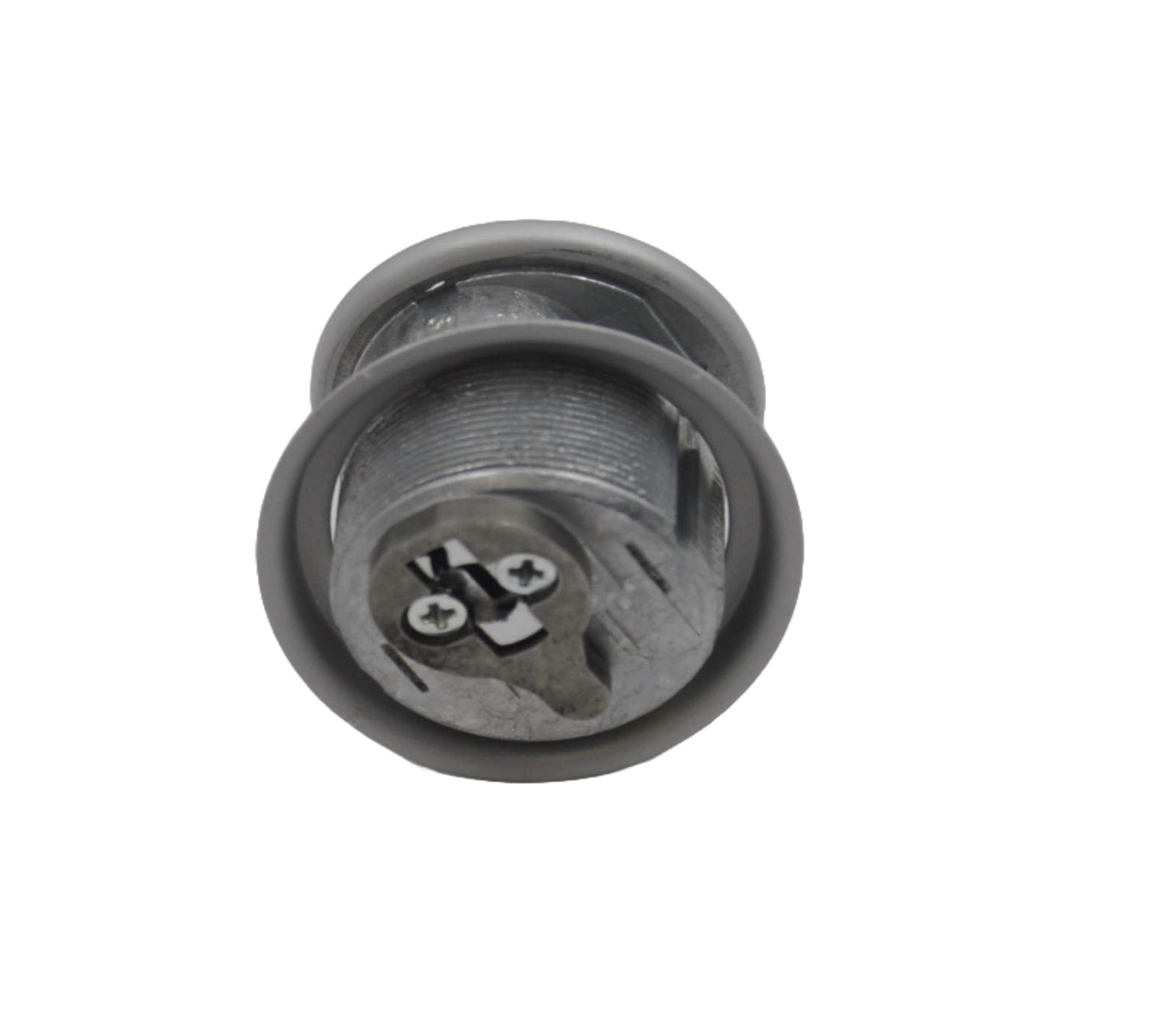 Rear view of a screw cylinder and white background.