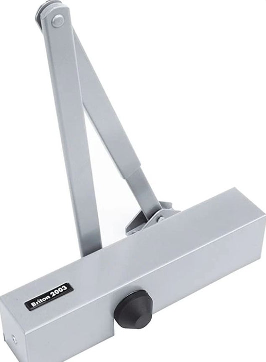 A top view of Door closer with a visible Briton 2003 logo on a white background.