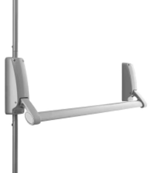 A front view of a Briton 376 Push bar panic exit bolt on a white background.