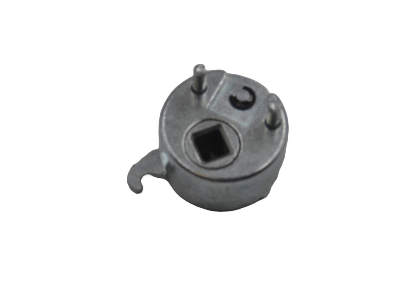 Top view of a metal cam plug, designed for use with Adams Rite dead latches and lever furniture on a white background.