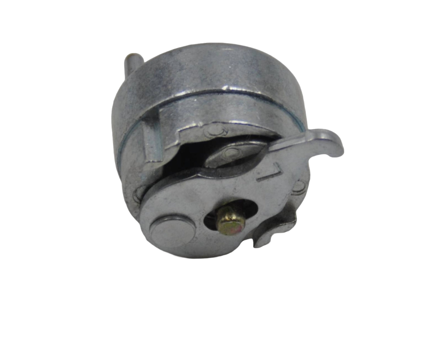 Rear view of a metal cam plug, designed for use with Adams Rite dead latches and lever furniture on a white background.