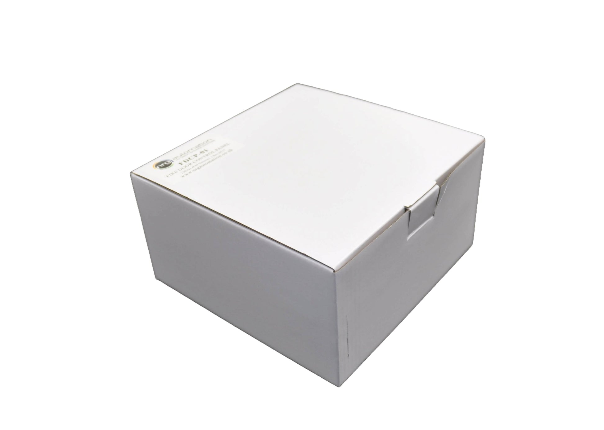 A view of a white box on a white background.