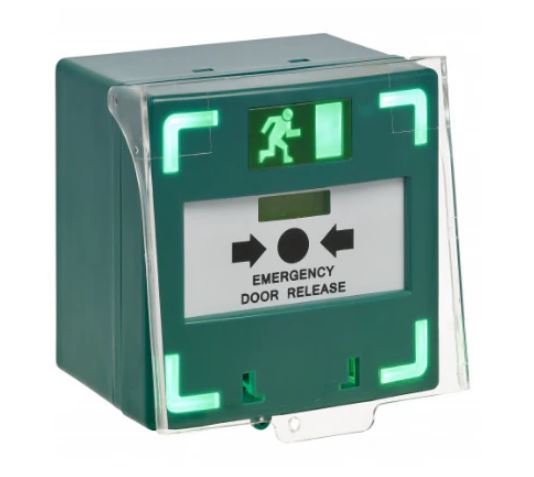 Green Resettable Triple Pole Break Glass with sounder & LED