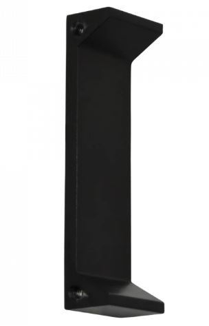 Front view of a Black Adams Rite 7100 series extension lip on a white background .