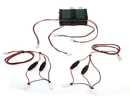Battery pack with Black and Red wires and connectors on a white background