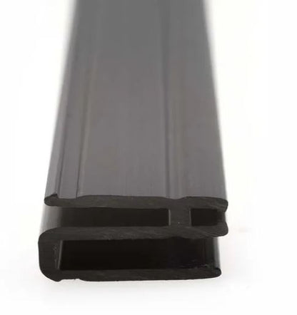 Assa abloy floor guide track , black plastic on a white background.