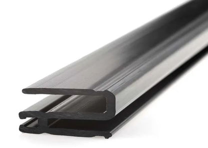 Assa abloy floor guide track , black plastic on a white background.