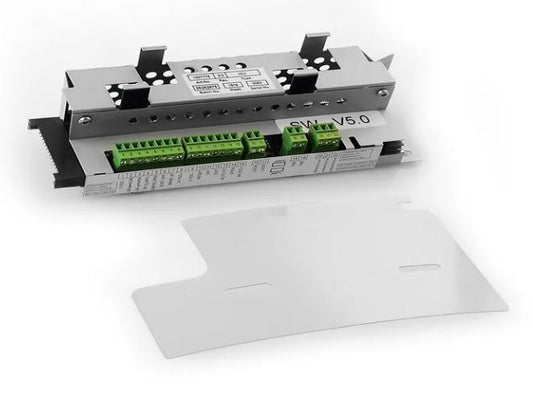 Assa Abloy - MUK IO Board Kit consisting of Electronic module with green connectors on a white background.