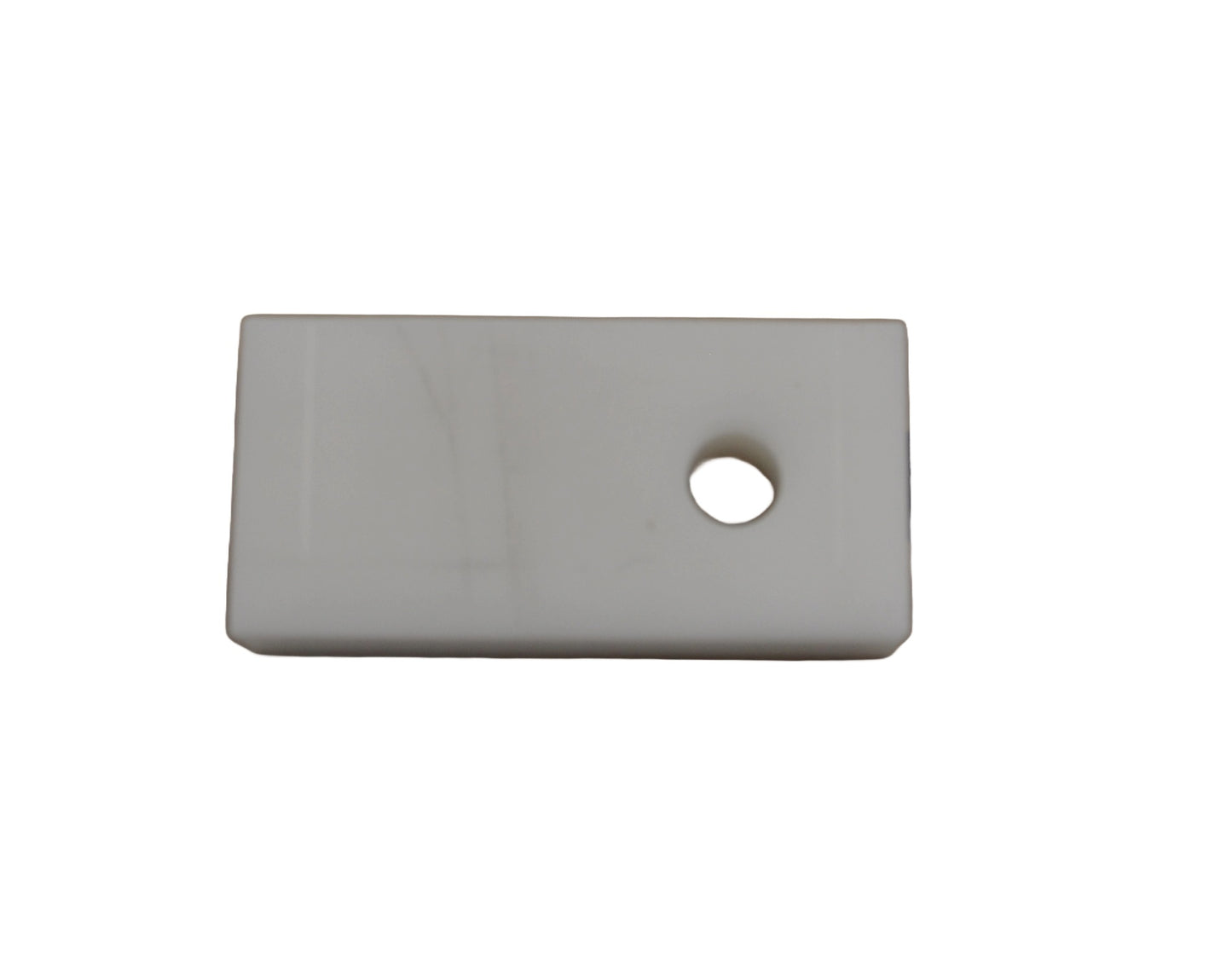 A view of a Rectangular plastic plate with a central hole on a white background.
