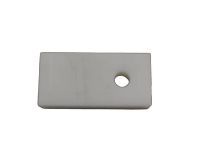 A view of a Rectangular plastic plate with a central hole on a white background.