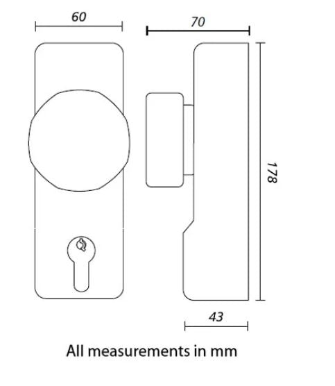 Outside Access Locking Devices for Exidor Panic Hardware - 302 Knob