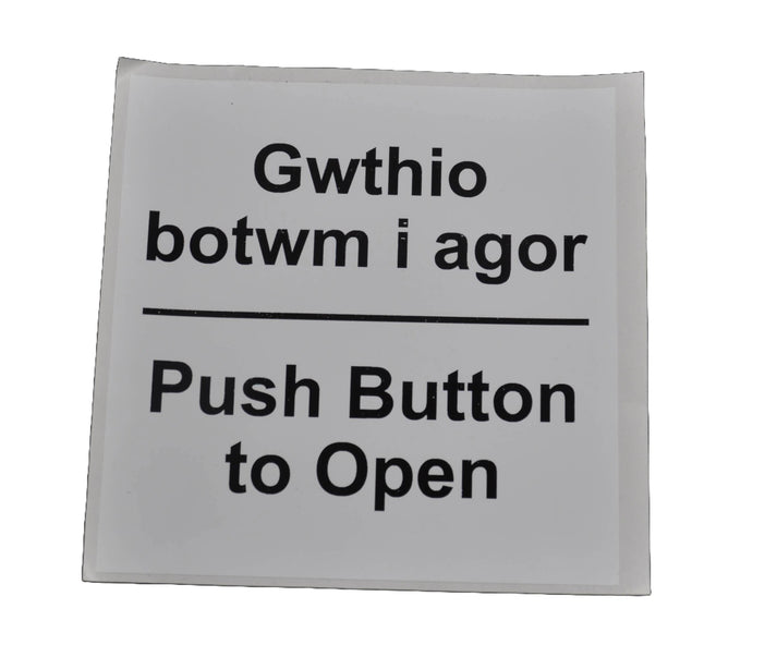Push Button to Open Bi Lingual Signage – Automagic Doors Ltd